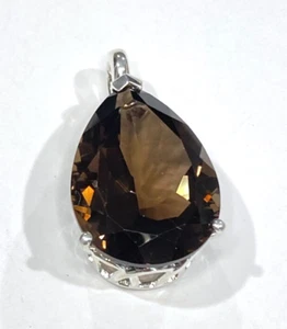 Neu Vintage Michelle Albala Sterling 22 kt Birne Rauchquarz Verstärker Anhänger 8,5 g - Bild 1 von 3