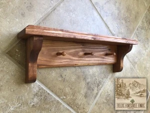 Vintage Landhausstil geerntet handgefertigt 16" Kiefernholz Regal + 3 Schlüssel Heringe - Bild 1 von 20