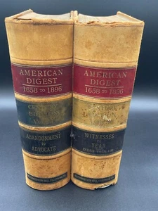 American Digest Legal Cases 1658-1896 Vol. 1 & Vol. 50 Jahrhundert Ausgabe 1897 - Bild 1 von 19