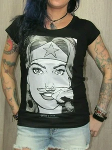 Eleven Paris Wonder Woman Black Life Is A Joke Jersey Tee Shirt XS, NWT, Rare - Picture 1 of 3