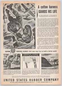 USA Gummi Fallschirm Gurt WWII Militär Sicherheitsdruck Anzeige 1944 - Bild 1 von 5