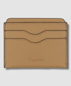 $34 Bespoke Men's Beige Pebble Genuine Leather Card Case Wallet - Picture 1 of 1