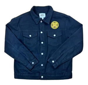 WESC Trucker Black Denim Jacket Mens Medium Pristine - Picture 1 of 6