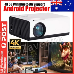 5G WiFi 4K 1080P Support Bluetooth Android Projector Outdoor Home Cinema HDMI AV - Picture 1 of 14