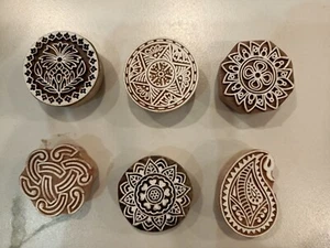 Handgebogener Holzdruckblock Stoffprägung Mehndi Design 6er Set Stempel - Bild 1 von 3