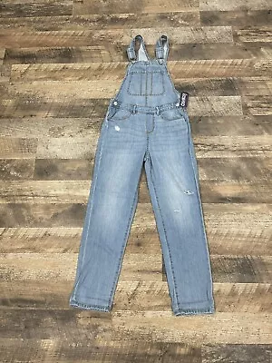 OshKosh Bgosh Girls Light Wash Blue Denim bib Pocket Overalls Size 10 - Image 1 of 4