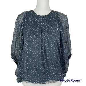 Sita Murt Silk Blouse Size 38 US 6 Night Sky Stars Velvet Blue Dolman Fairy - Picture 1 of 9