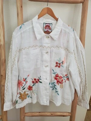 Льняная куртка Johnny Was L Relaxes ширина 25 дюймов длина 27 дюймов - Изображение 1 из 4