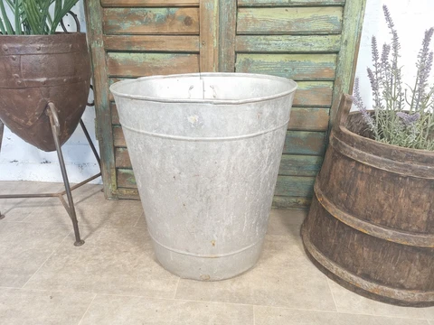 Vintage French Metal Grape Picking Hod Garden Display Planter Vineyard Cover