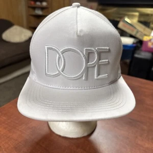DOPE Brand logo SnapBack Hat White Embroidered Letters Adjustable Cap - Picture 1 of 4
