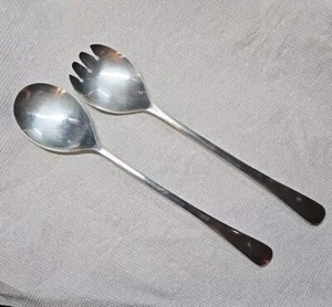 Silverplated Serving Fork and Spoon Set - Plain Design by Sheffield England - Picture 1 of 5