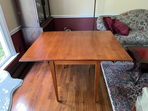 L.Hitchcock Drop Leaf Maple Wood Dining Table and 4 Chairs Cover