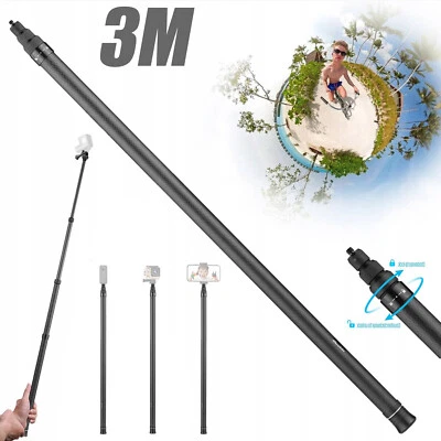 MARKENLOS 300cm Invisible Selfie Stick Stativ für Insta360 X3/ONE RS X2 R Action Kamera