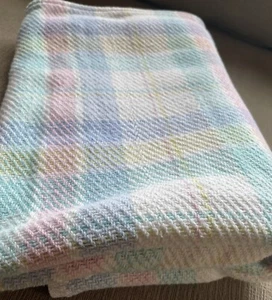 Gerber Thermal Weave Crib Blanket Blue Yellow Pink Aqua 71810 Cotton USA 50” - Picture 1 of 8