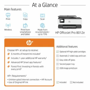 HP OfficeJet 8012e A4 Colour Multifunction Inkjet Printer with HP Plus - Picture 1 of 9