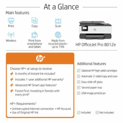 HP OfficeJet 8012e A4 Colour Multifunction Inkjet Printer with HP Plus  - Image 1 of 4