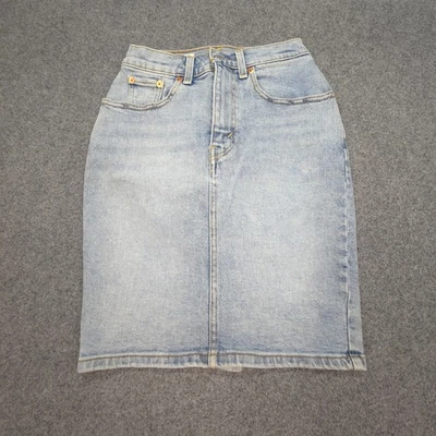 Levis Skirt Womens 24 Blue Denim Straight Beach BIG E Premium summer Size 24 - Image 1 of 4