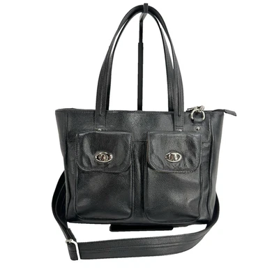 Bolso de Mano Gun Tote'n Mamas Bolsillo de Carga Cuero Negro Oculto Foto 1 de 4