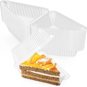 100 Stück Kuchen Scheibe Kunststoff Behälter, 4,33 Zoll Klappdeckel Käse Kuchen... - Bild 1 von 7