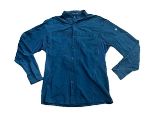 Kuhl Camicia Uomo Blu Invoke Nylon Roll Tab Manica Lunga Pesce Escursione Tg L - Foto 1 di 7