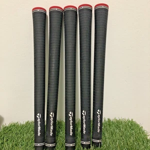 Set of 5 TaylorMade Tour Velvet Grip M60 Round Standard Size -  Black Red Cap - Picture 1 of 5