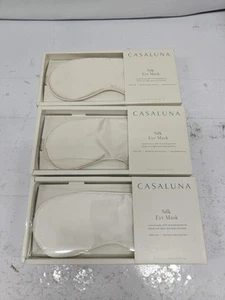 3 X Casaluna Silk Sleep Eye Mask Fresh White 100% Silk 8.5” X 3.5” NWT Sealed - Picture 1 of 3