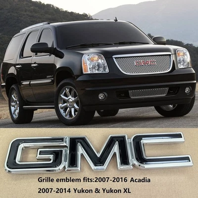 1 OEM 2007-2014 Grille Big GMC Emblem Badge for Yukon Acadia Chrome Gloss Black - Image 1 of 4