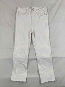 Zara Jeans Damen 6 Straight Leg Raw Hem Five Pockets Light Wash Denim Weiß - Bild 1 von 11