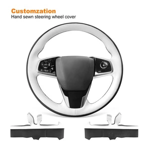 Cubierta de volante de cuero PU negro blanco para Honda Civic10th CRV CR-V Clarity - Imagen 1 de 11