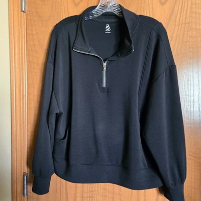 Lou & Grey Mujer Chaqueta Negra 1/4 Cremallera, Bolsillos Sudadera, ¡Muy Bonita! Foto 1 de 4