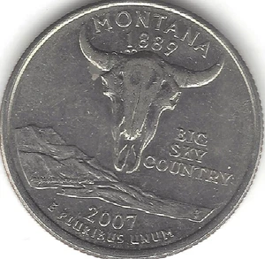 2007-P, 25 cent, Montana, Washington, 50 States (US COIN, MONEY, COLLECTIBLE) - Picture 1 of 2