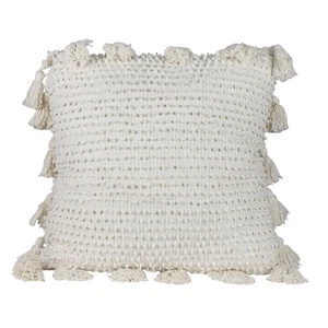 Pulled Knot White Handwoven Filled Pillow, 24" x 24" - Foreside Home & Garden - Picture 1 of 4