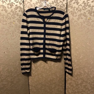 Ralph Lauren NWT Navy Blue Gold Multi-Color Striped Cardigan Size Small S - Picture 1 of 5