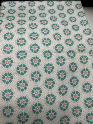 Moda Lil Red Spinning Tulips Aqua & Pink Fabric Remnant Piece ~ Cotton - Image 1 of 2