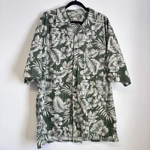 Camisa Hawaiana Quicksilver Talla Grande Verde Floral Hoja Surf Algodón Vacaciones - Imagen 1 de 10