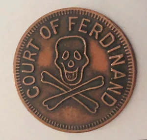 Vintage Bronze Token: Court of Ferdinand, Piece of Eight (Skull & Crossbones) - Picture 1 of 2