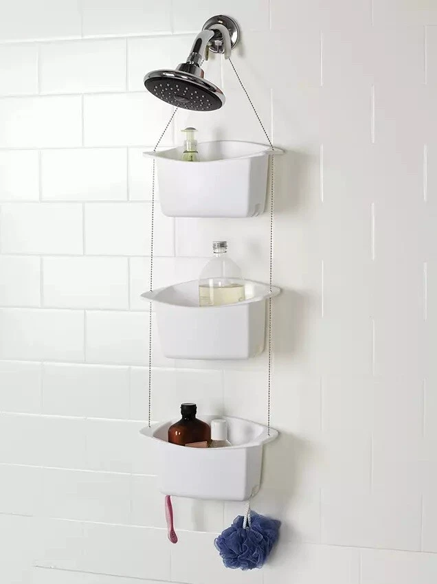 Carrito de ducha colgante Umbra Oasis - 3 canastas - blanco esmerilado - NUEVO Foto 1 de 4