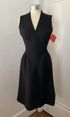 Vestido de lana negro con curvas Pauline Trigete vintage años 60 sin existencias nuevo con etiquetas Foto 1 de 4