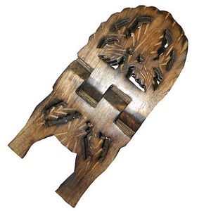 Buchständer Buchstütze Weinblatt 30cm aufklappbar Mangobaumholz Kleinmöbel Deko  - Picture 1 of 3