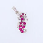 18ct White Gold Ruby and Diamond Seahorse Pendant / Charm
