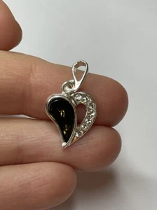 Baltic AMBER Heart PENDANT with Sterling Silver 925.SILVER HEART Amber Pendant. - Picture 1 of 6