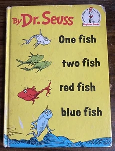 1960 One Fish Two Fish Red Fish Blue Fish Dr Seuss 1st Ed/Print Random House HC - Foto 1 di 10