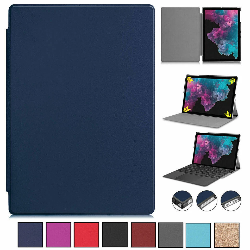Folio Ultra Slim Leather Stand Case Cover For Microsoft Surface Pro 4 5 6 7 8 - Image 1 of 2