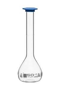 Eisco Labs 50ml Volumetric Flask with Stopper, Class A, ASTM - White Graduation - Picture 1 of 1