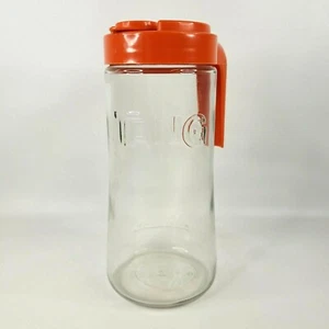 VTG Tang Drink Brand Glass Pitcher Orange Lid Handle Anchor Hocking Retro 9" - Picture 1 of 9