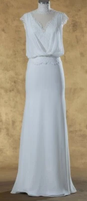 romantisches Brautkleid Vintage Spitze, Georgette - Bild 1 von 4