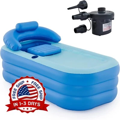 Bañera Plegable Para Adultos De PVC Tina De Baño Plegable Pila Espaciosa NEW US. - Image 1 of 4