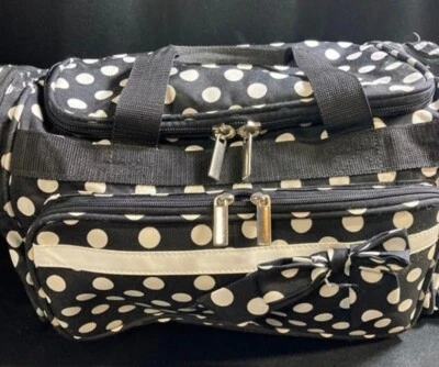Bolsa de lona para equipaje a lunares blanca y negra  Foto 1 de 3