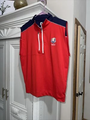 Foot Joy Golf Mens M Red Zip Ryder Cup Whistling Straits Pullover FJ Sweater - Image 1 of 4