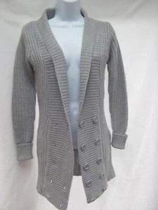 Poof Excellence gray tunic sweater coat double breast pockets sz S MINT - Picture 1 of 6
